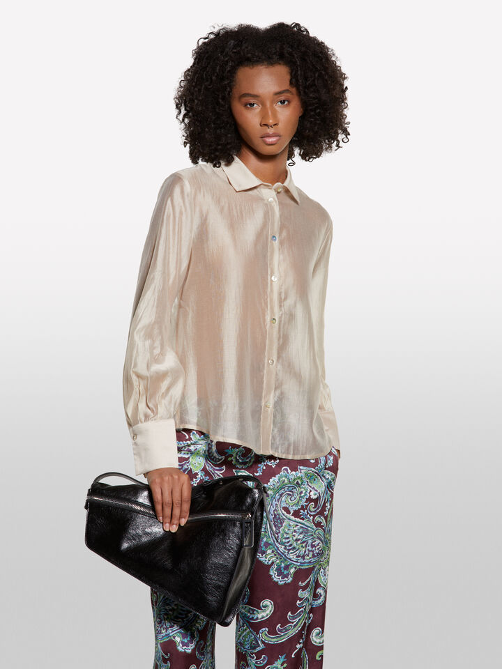 Πουκάμισο μπεζ ημιδιαφανές - πουκάμισα γυναικεία - Μπεζ | Sisley image number 3